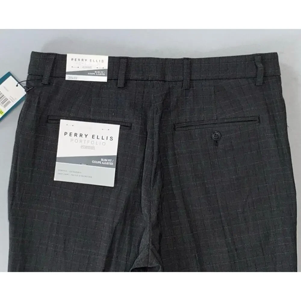 Perry Ellis Portfolio Essentials Slim Fit Washable Dress Pants. Men's 30X32, NWT
